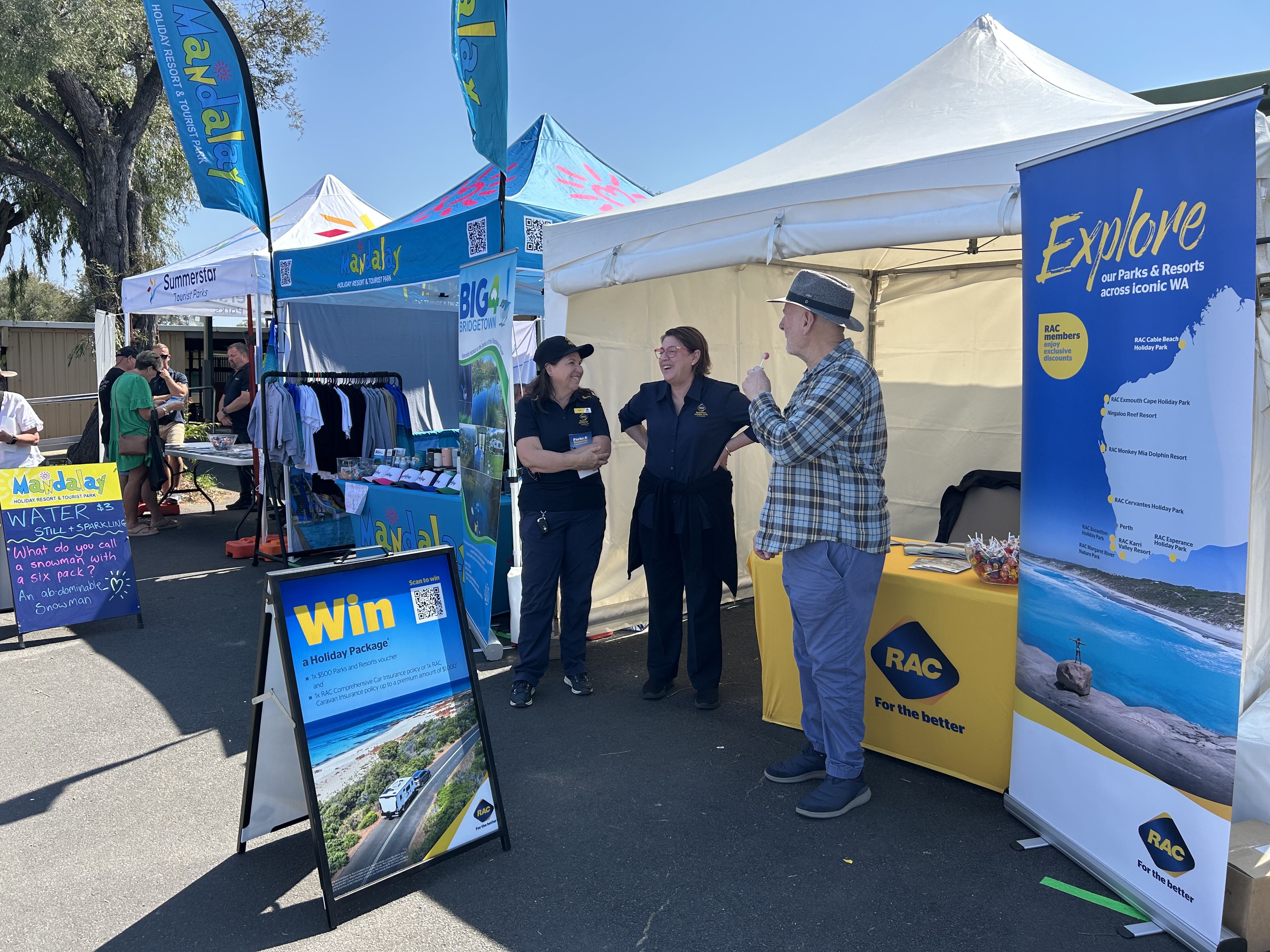 RAC staff speaking with members at the Busselton Caravan & Camping Show