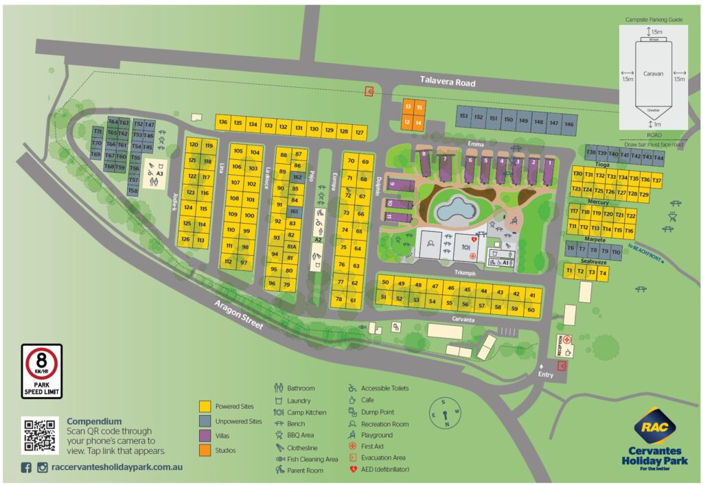 RAC Cervantes Holiday Park map