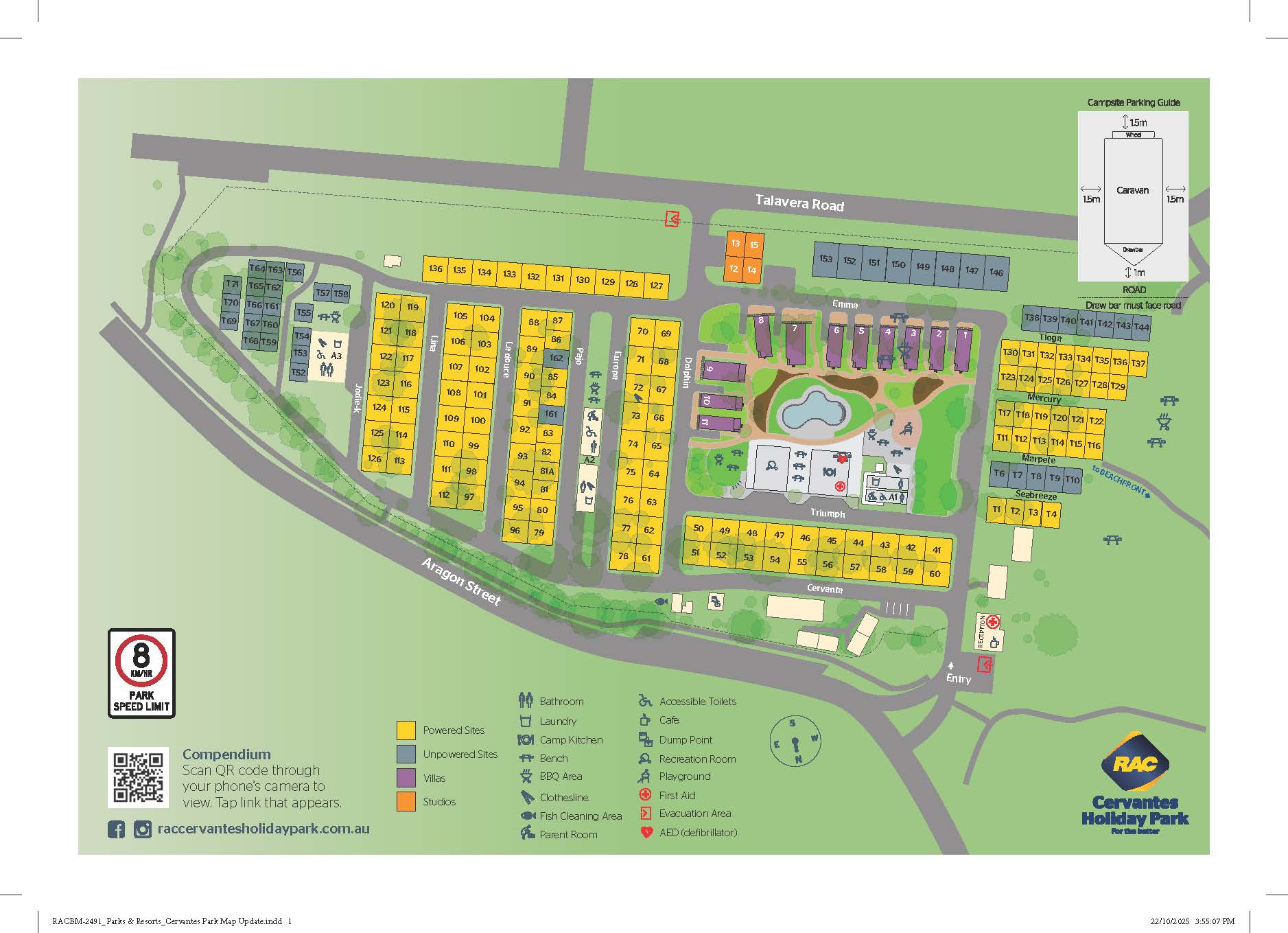 RAC Cervantes Holiday Park map