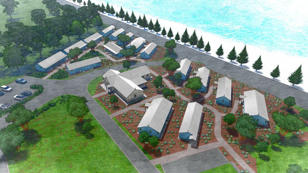 Aerial render of new accommodation expansion at RAC Esperance Holiday Park.