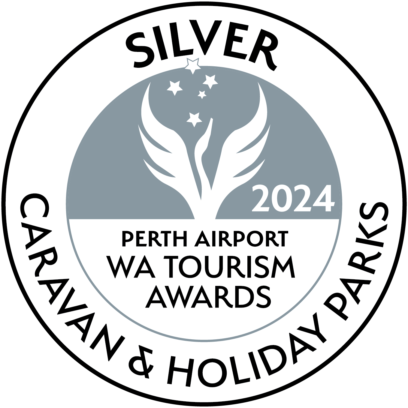 A silver award for the Caravan & Holiday Parks category. 