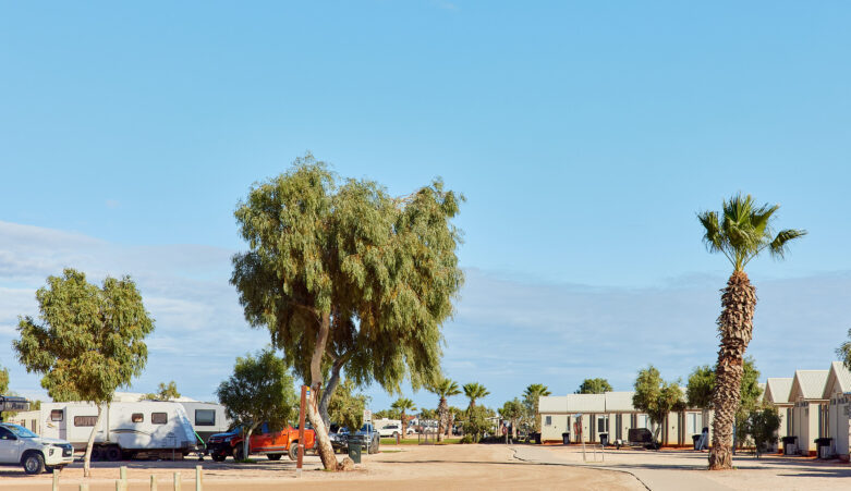 Campground with caravans and cabins