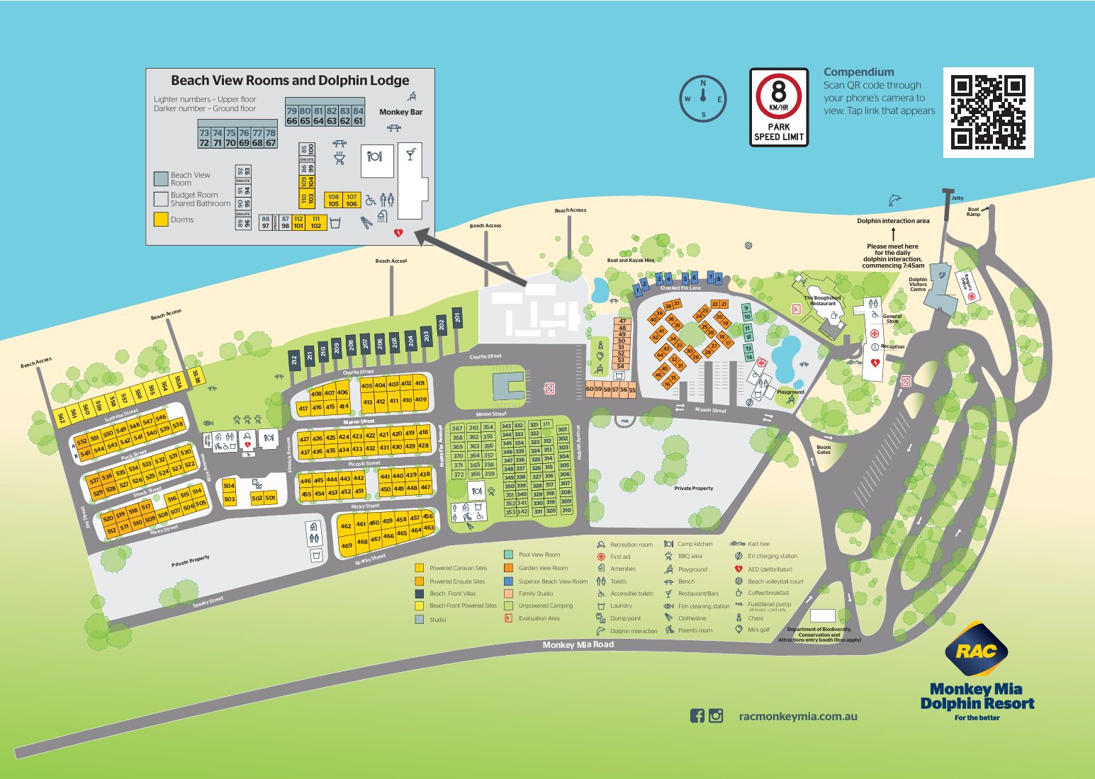 RAC Monkey Mia Dolphin Resort map
