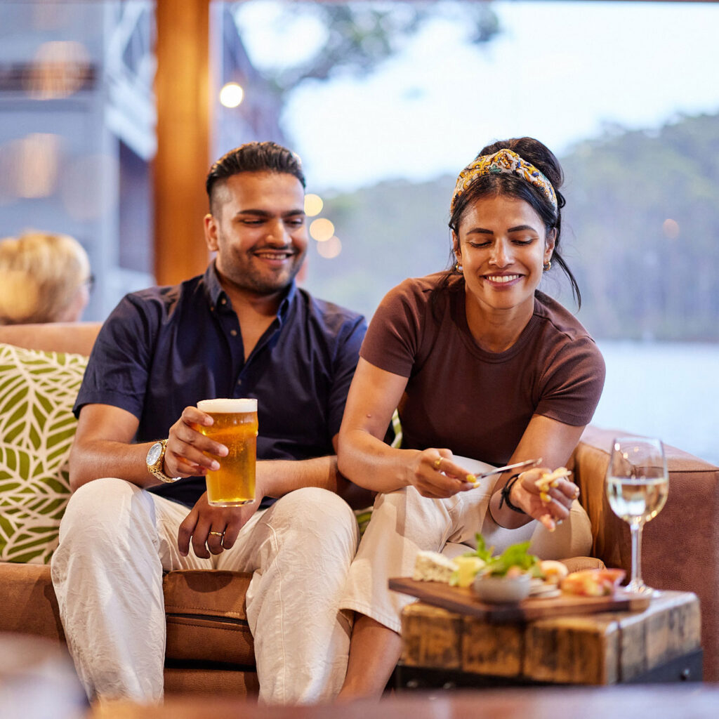 Couple enjoy a meal at Lakeside Restaurant