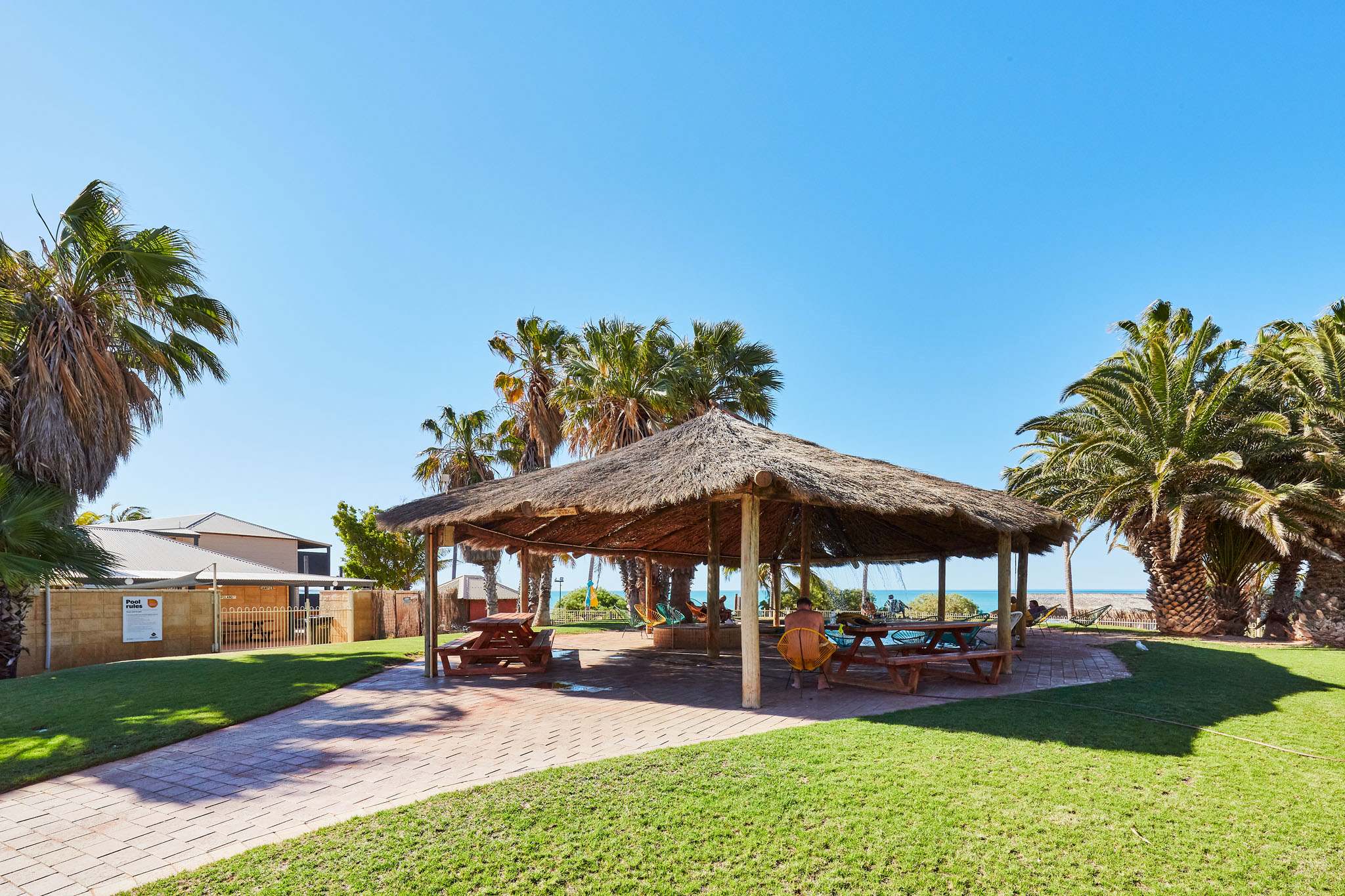 Our second pool at Monkey Mia, situated under a shaded hut overlooking Monkey Mia Bay.