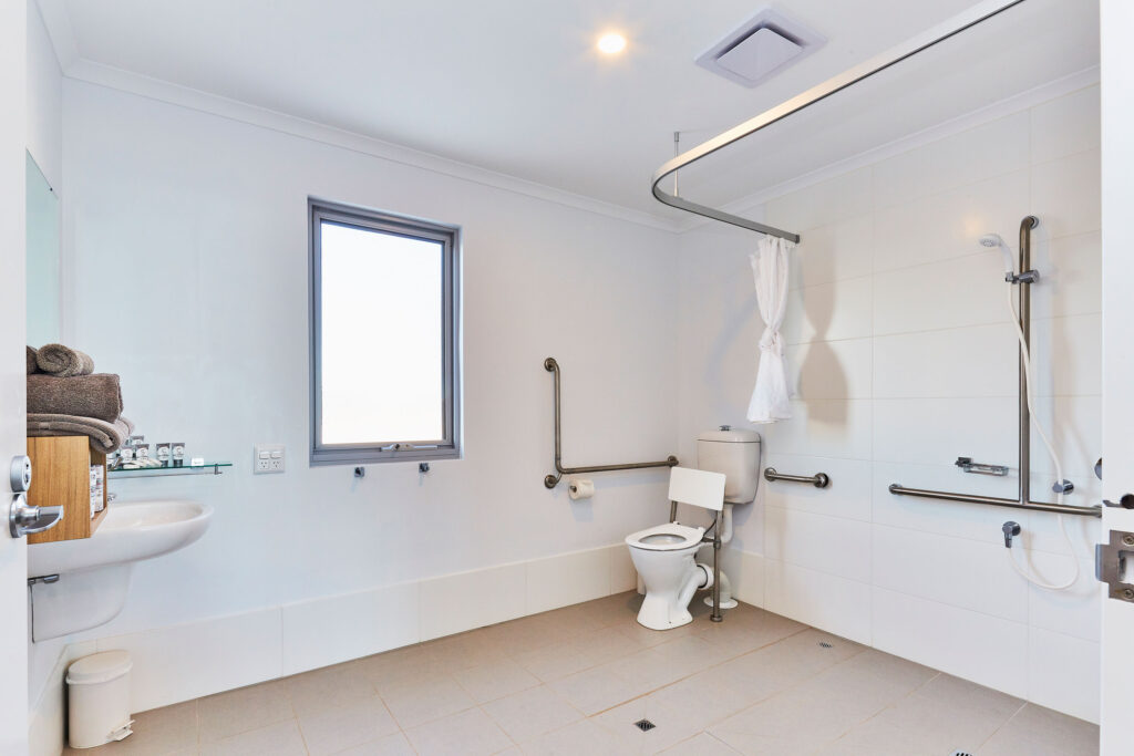 Fully accessible bathroom in the beachfront villa at RAC Monkey Mia Dolphin Resort