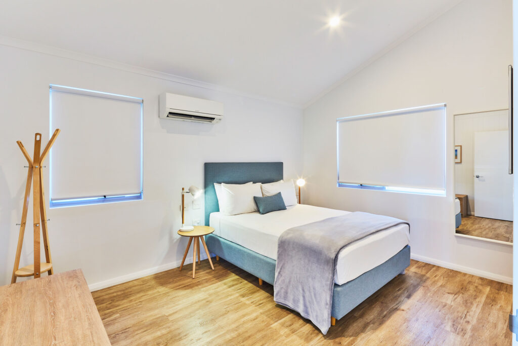 Internal bedroom of the accessible villa at RAC Monkey Mia Dolphin Resort