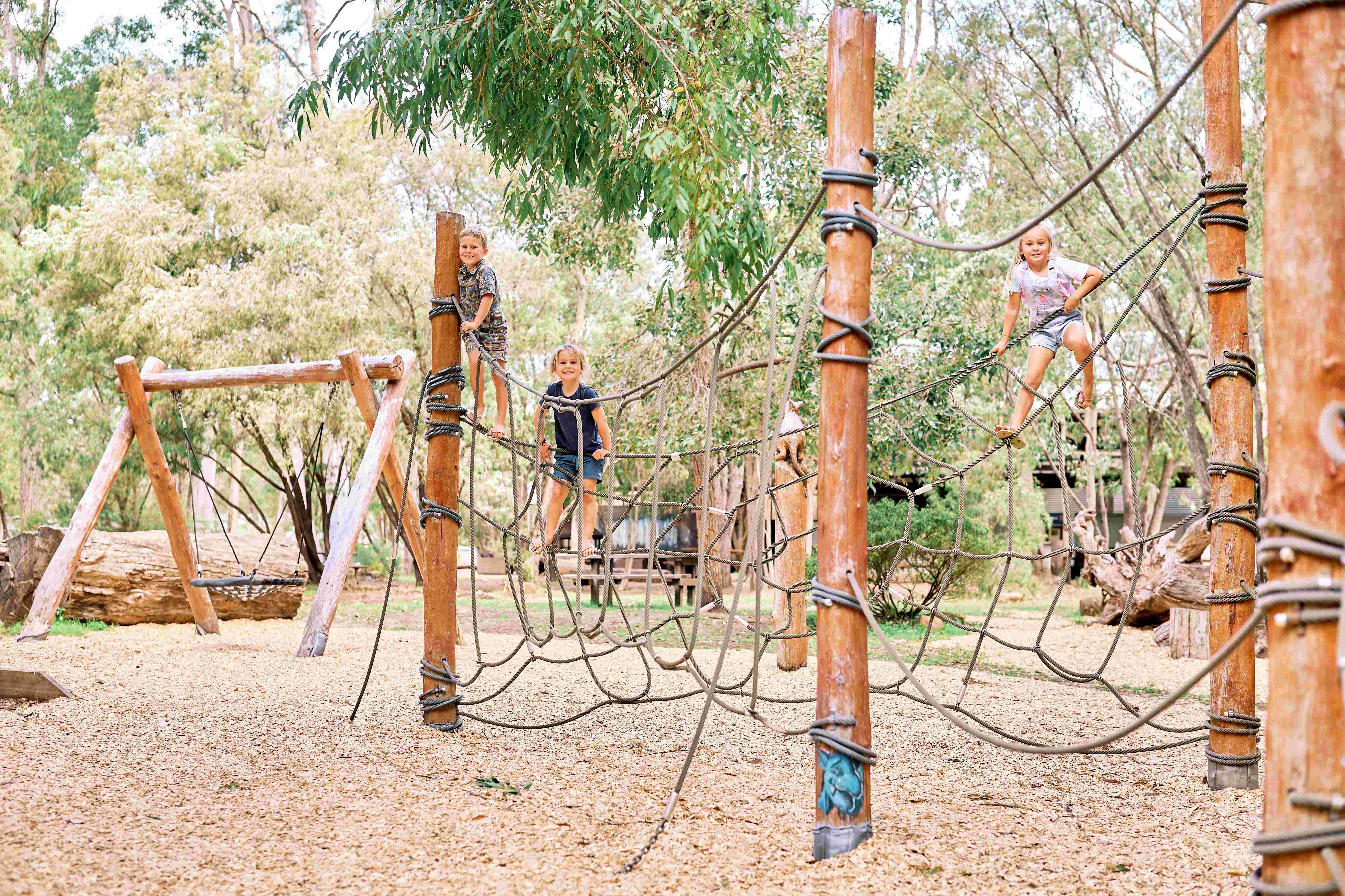 Children playing on the Margaret River nature playground.